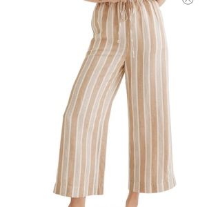 MADEWELL Huston Stripe Tan Smocked Pants/Size S